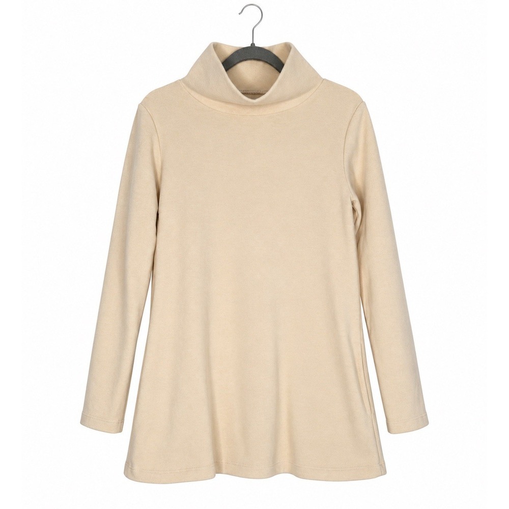 Dudley Stephens Cobble Hill Terry Fleece Turtleneck Tunic M Natural Blush NWT